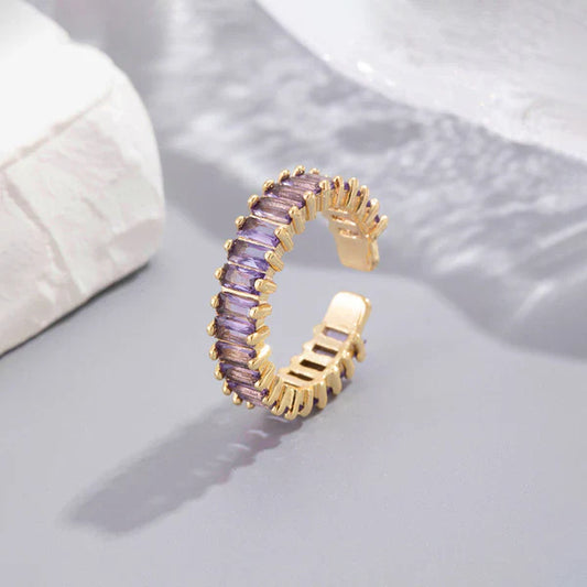 VINTAGE ELEGANCE GOLD PLATED ANTI TARNISH PURPLE COLOR RING