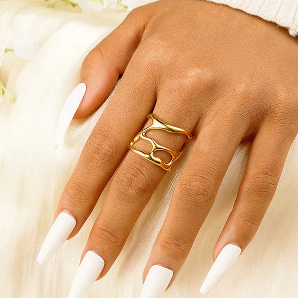 Golden Ripple Ring