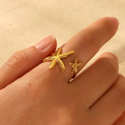 Starfish 18K gold Plated Adjustable Ring