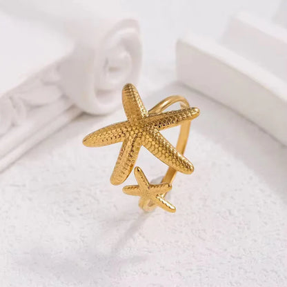 Starfish 18K gold Plated Adjustable Ring
