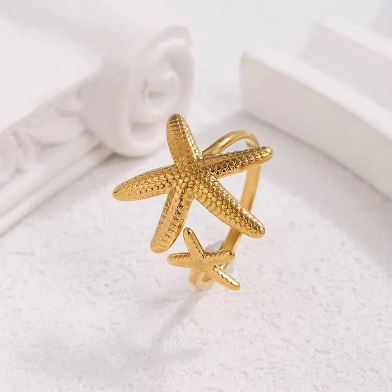 Starfish 18K gold Plated Adjustable Ring