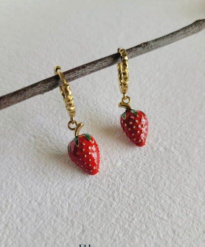 Berry Bliss Strawberry Hoop Earrings