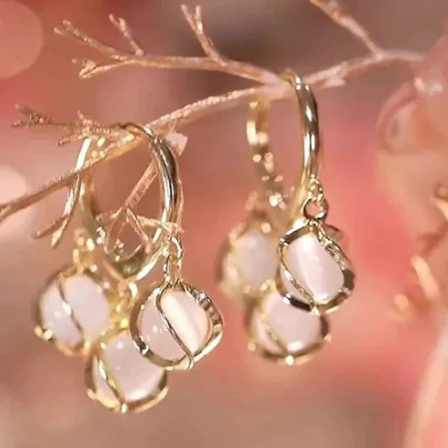 Crystal Opal Hoop Earrings