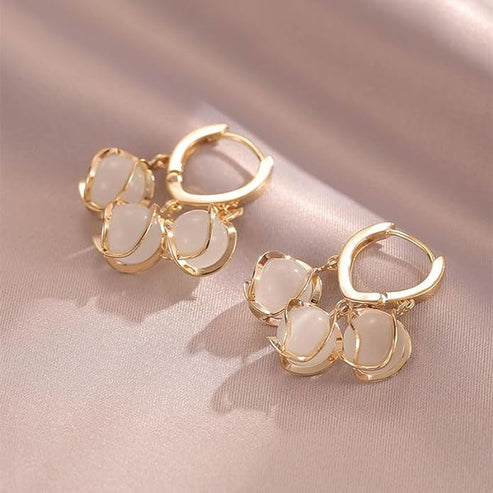 Crystal Opal Hoop Earrings