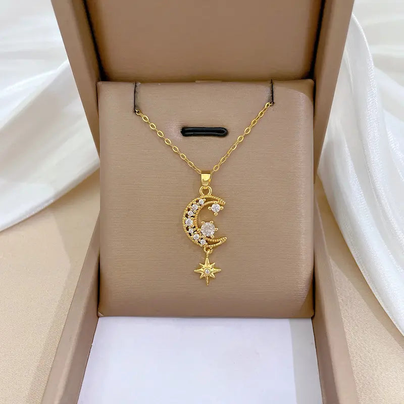 Stellar Crescent Pendant Necklace