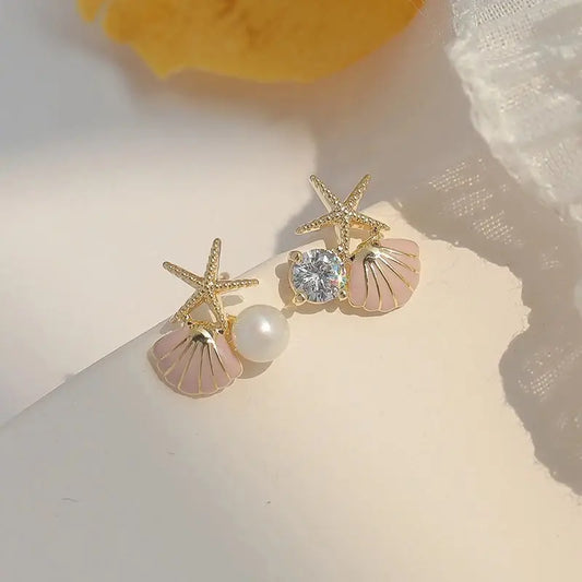 Starfish Shell Stud Earrings