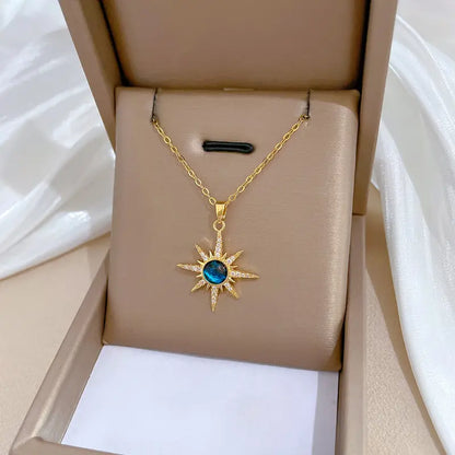 Dreamy Universe Moon Stainless Steel Blue Necklace