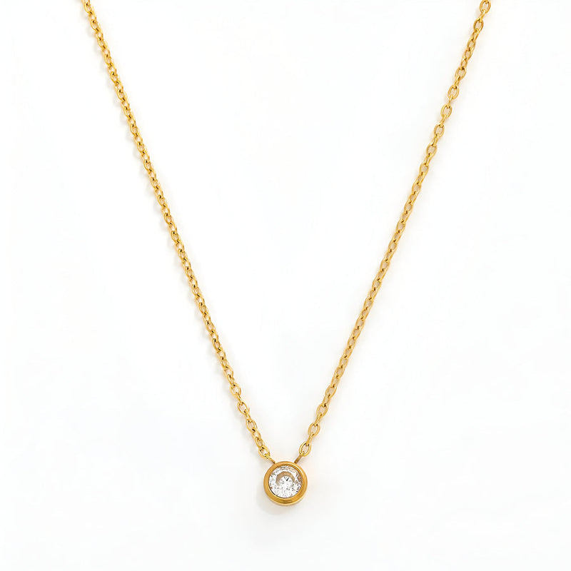 Ethereal Solitaire 18K Gold Plated Pendant Necklace