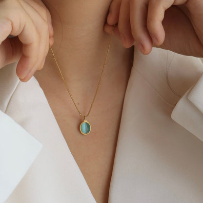 Aqua Opal Pendant Necklace