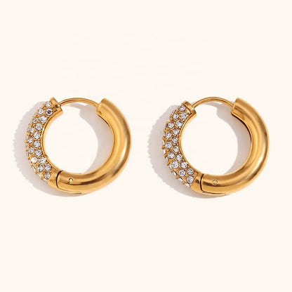BLING CIRCLE HOOPS 18K GOLD PLATED ZIRCON EARRINGS