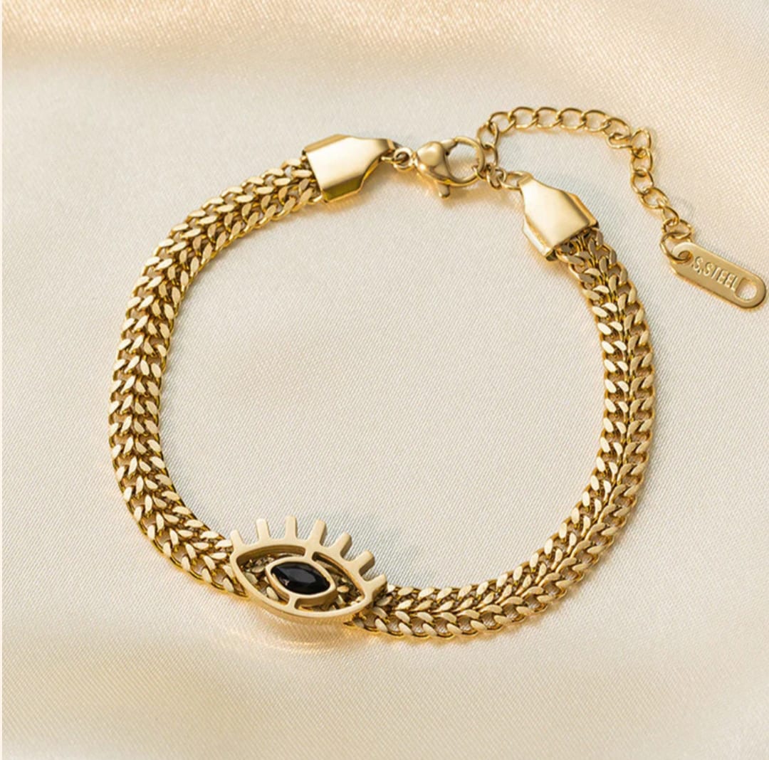 Evil Eye Wraparound 18K Gold Plated Bracelet
