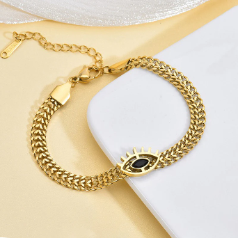 Evil Eye Wraparound 18K Gold Plated Bracelet