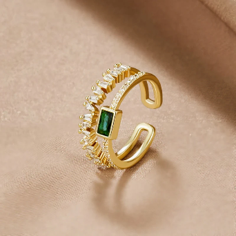 EMERALD RADIANCE 18K GOLD PLATED RING