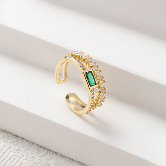 EMERALD RADIANCE 18K GOLD PLATED RING