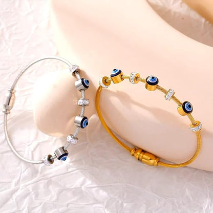 Silver Magnetic Evil Eye Bracelet