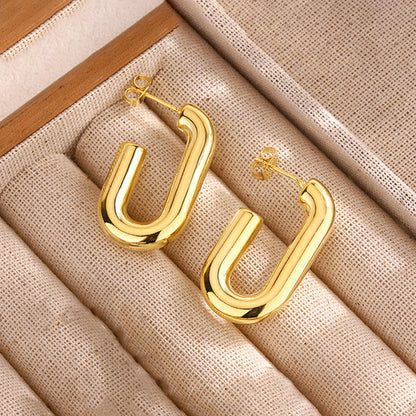 18K Gold Plated Golden Hoop Earrings