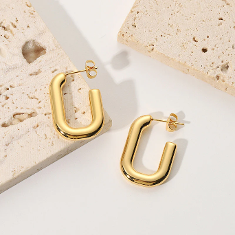 18K Gold Plated Golden Hoop Earrings
