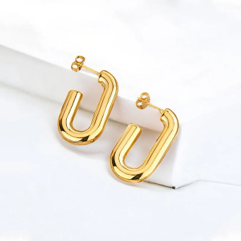 18K Gold Plated Golden Hoop Earrings