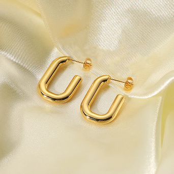 18K Gold Plated Golden Hoop Earrings