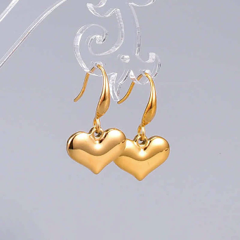 Golden Puff Heart Hoops