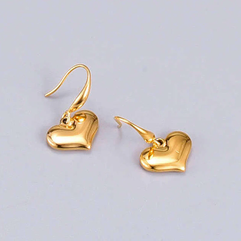 Golden Puff Heart Hoops