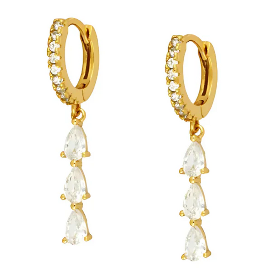Triple-Teardrop Huggie Earrings