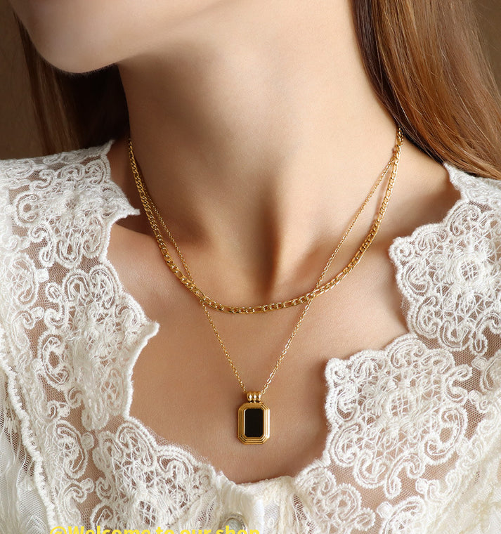 Dual Layer Black Pendant Necklace