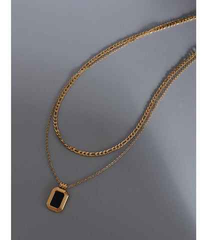 Dual Layer Black Pendant Necklace