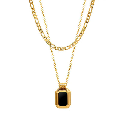 Dual Layer Black Pendant Necklace