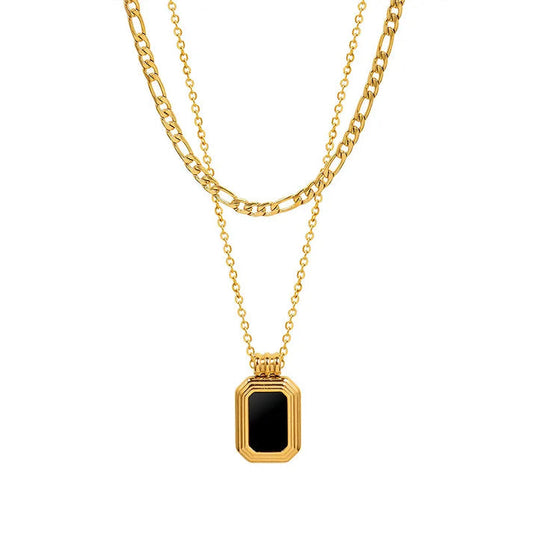 Dual Layer Black Pendant Necklace