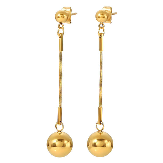 18K GOLD PLATED SINGLE BEADED EARRINGS