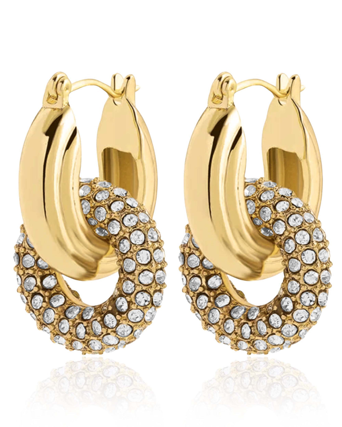 Chicago Chunky Interlocking Double Hoop Earrings