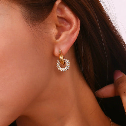 Chicago Chunky Interlocking Double Hoop Earrings