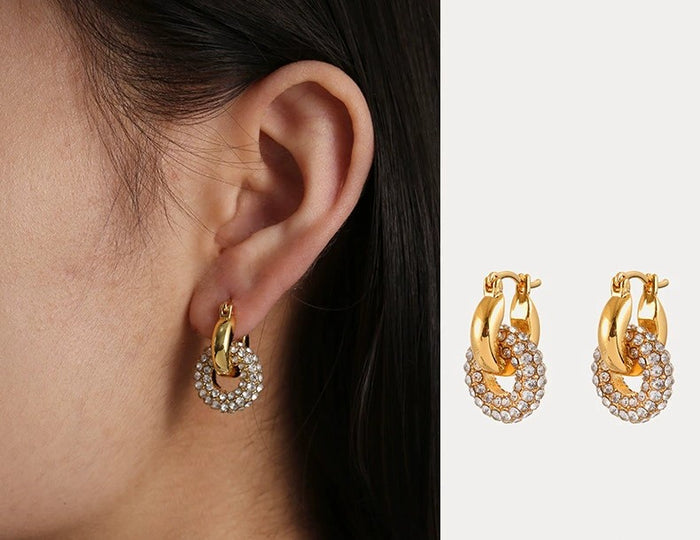 Chicago Chunky Interlocking Double Hoop Earrings