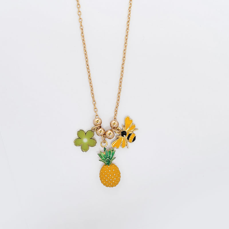 Bee & Pineapple Fun Charm Necklace