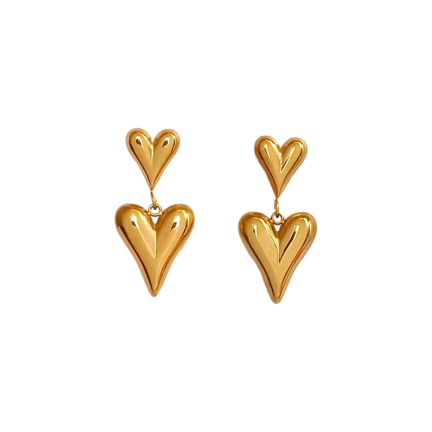 Double Heart Drop Earrings