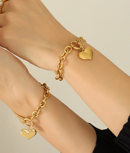 Chunky Heart Charm Bracelet