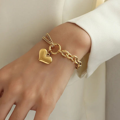 Chunky Heart Charm Bracelet