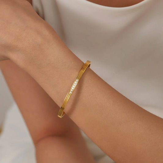 Lustrous Zircon Bangle Bracelet