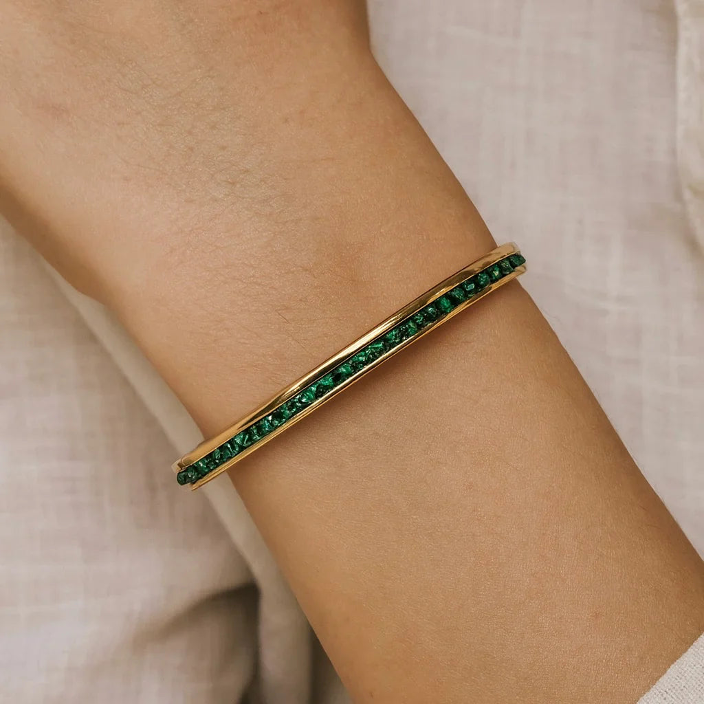 Emerald Bangle Bracelet ( Small Size )