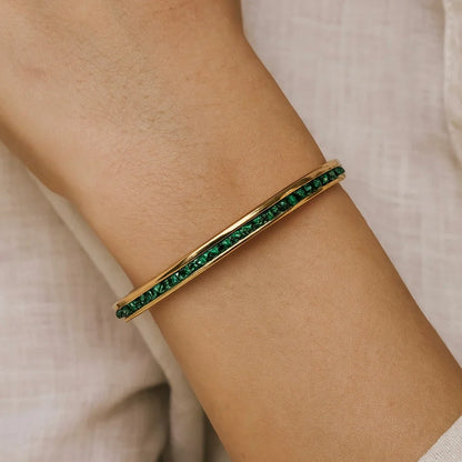 Emerald Bangle Bracelet ( Small Size )
