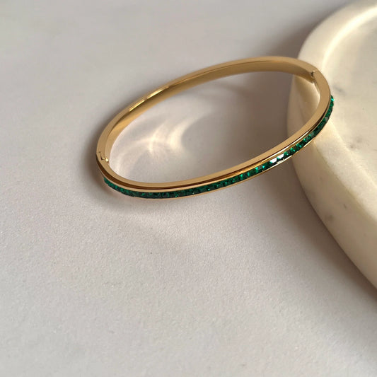 Emerald Bangle Bracelet ( Small Size )