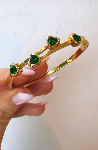 Emerald Green Heart Bracelet ( Small Size )