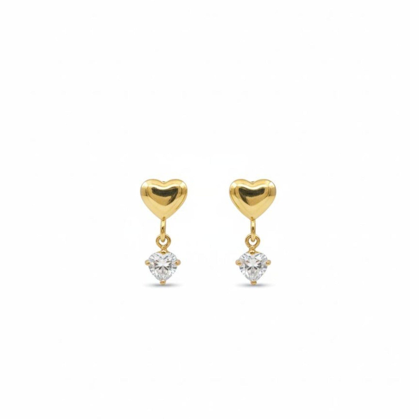 18K Gold Plated Mini Heart Solitaire Earrings