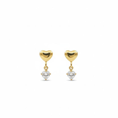 18K Gold Plated Mini Heart Solitaire Earrings