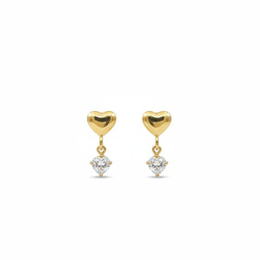 18K Gold Plated Mini Heart Solitaire Earrings