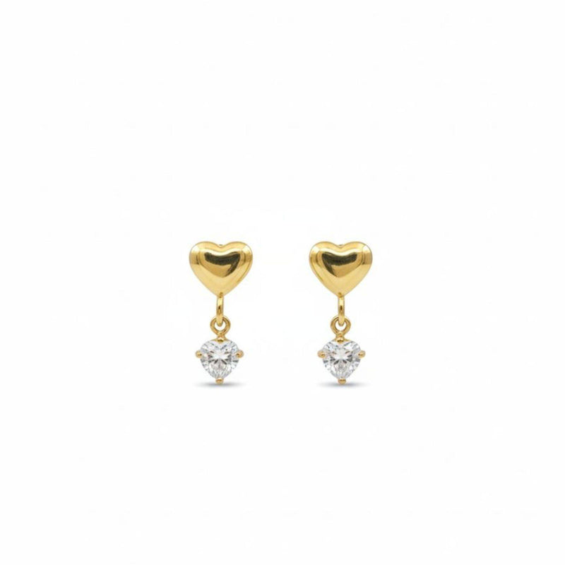 18K Gold Plated Mini Heart Solitaire Earrings