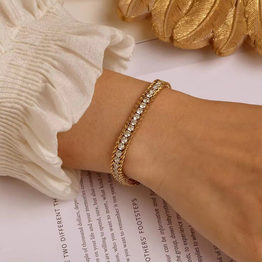 Golden Dazzle Tennis Bracelet