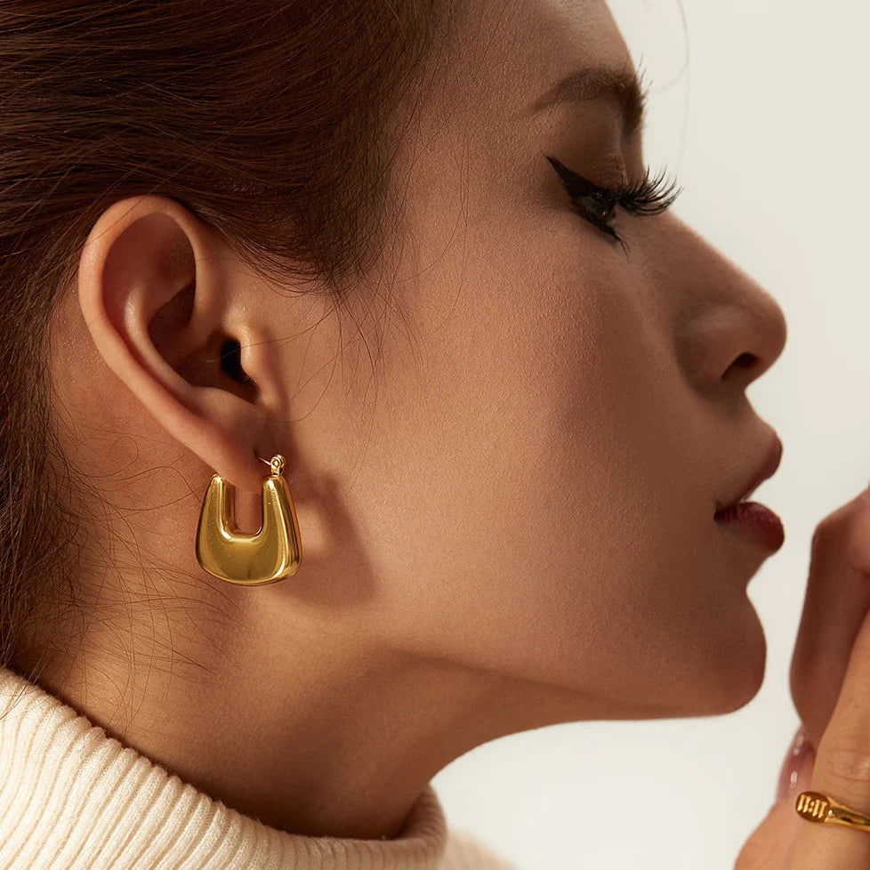 18K Gold Plated Geometric Hoop Earrings