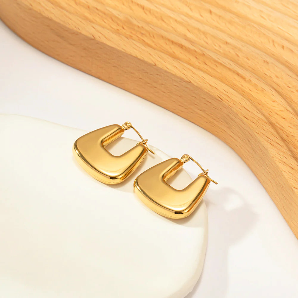 18K Gold Plated Geometric Hoop Earrings
